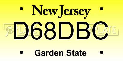 D68DBC New Jersey License Plate