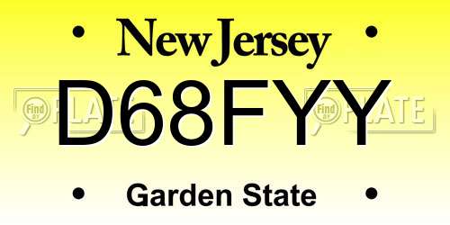 D68FYY New Jersey License Plate