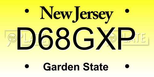 D68GXP New Jersey License Plate