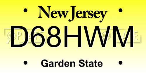 D68HWM New Jersey License Plate
