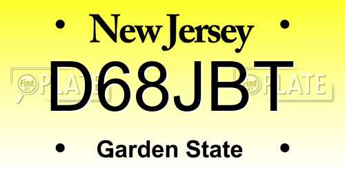 D68JBT New Jersey License Plate