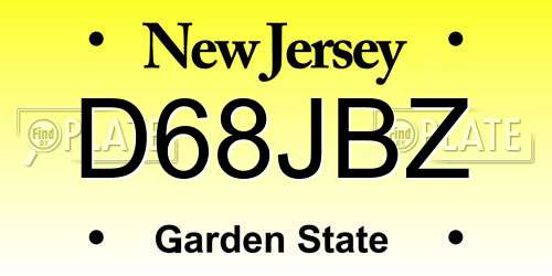 D68JBZ New Jersey License Plate