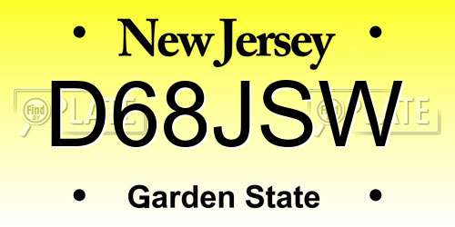 D68JSW New Jersey License Plate