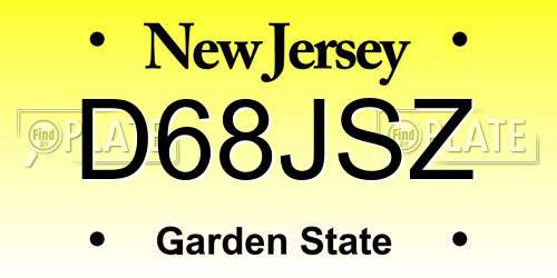 D68JSZ New Jersey License Plate