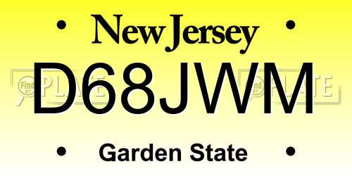 D68JWM New Jersey License Plate