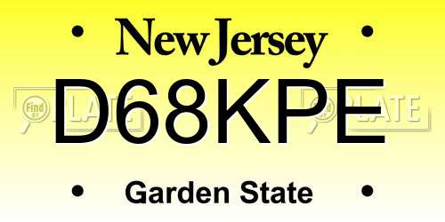 D68KPE New Jersey License Plate