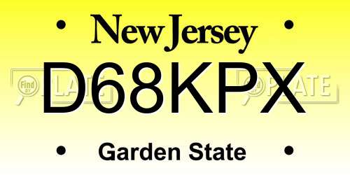 D68KPX New Jersey License Plate