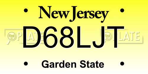 D68LJT New Jersey License Plate