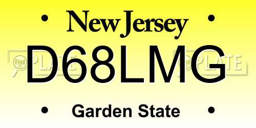 D68LMG New Jersey License Plate