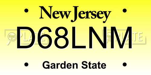 D68LNM New Jersey License Plate
