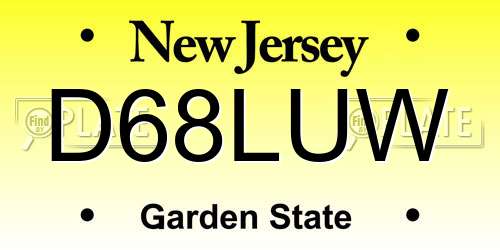 D68LUW New Jersey License Plate