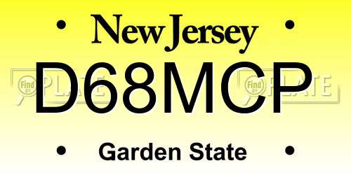 D68MCP New Jersey License Plate