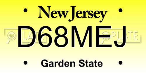 D68MEJ New Jersey License Plate