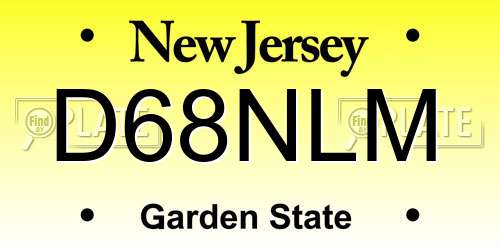 D68NLM New Jersey License Plate