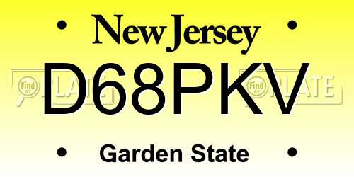 D68PKV New Jersey License Plate