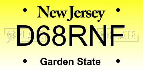 D68RNF New Jersey License Plate