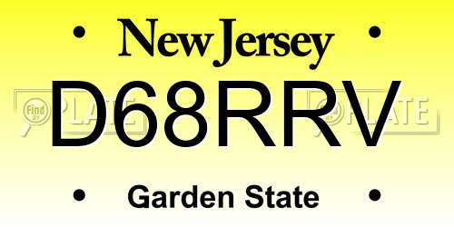 D68RRV New Jersey License Plate