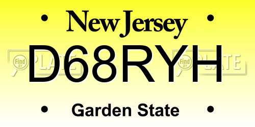 D68RYH New Jersey License Plate