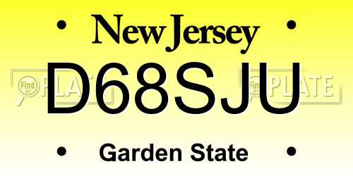 D68SJU New Jersey License Plate