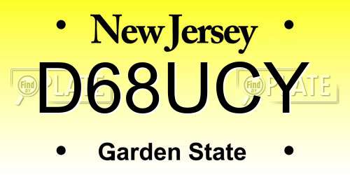 D68UCY New Jersey License Plate