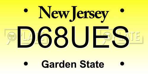 D68UES New Jersey License Plate