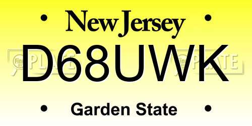 D68UWK New Jersey License Plate
