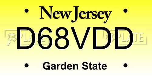 D68VDD New Jersey License Plate