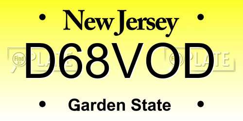 D68VOD New Jersey License Plate