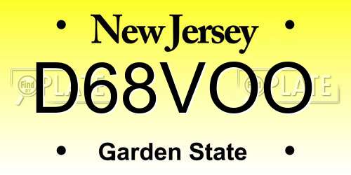 D68VOO New Jersey License Plate