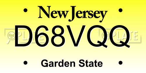 D68VQQ New Jersey License Plate