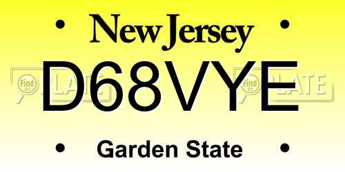 D68VYE New Jersey License Plate