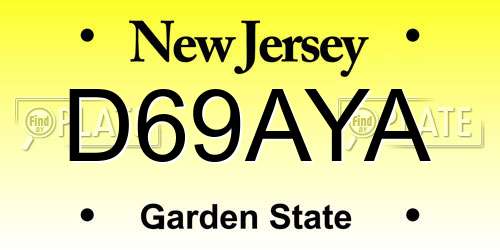 D69AYA New Jersey License Plate