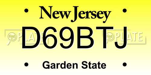 D69BTJ New Jersey License Plate