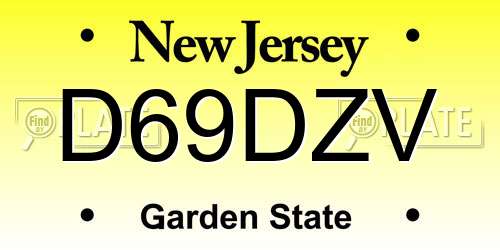 D69DZV New Jersey License Plate