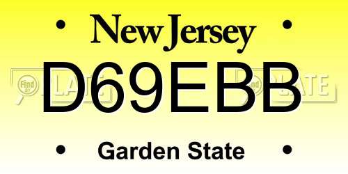 D69EBB New Jersey License Plate
