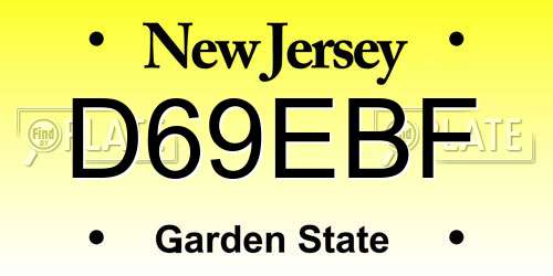D69EBF New Jersey License Plate