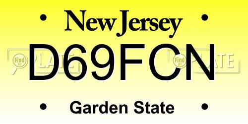 D69FCN New Jersey License Plate