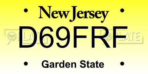 D69FRF New Jersey License Plate