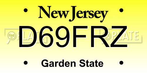 D69FRZ New Jersey License Plate