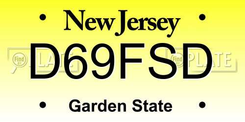 D69FSD New Jersey License Plate