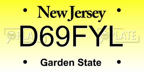 D69FYL New Jersey License Plate