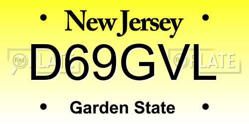 D69GVL New Jersey License Plate
