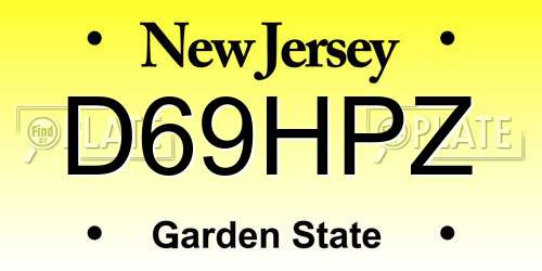 D69HPZ New Jersey License Plate