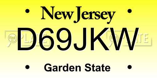 D69JKW New Jersey License Plate