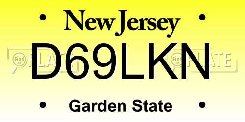 D69LKN New Jersey License Plate