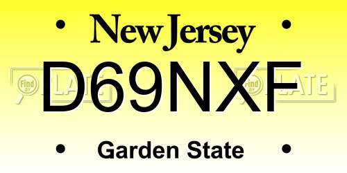 D69NXF New Jersey License Plate