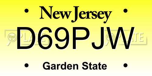 D69PJW New Jersey License Plate