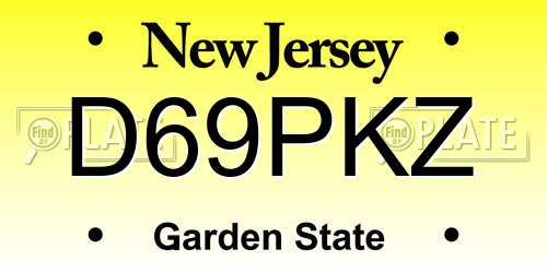 D69PKZ New Jersey License Plate