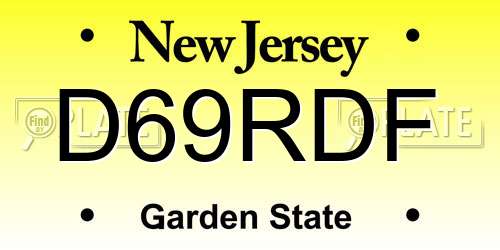 D69RDF New Jersey License Plate