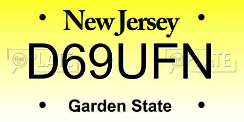 D69UFN New Jersey License Plate